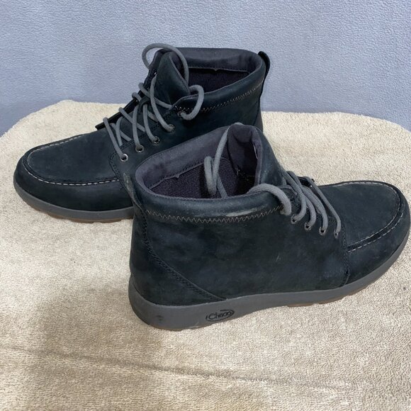 Chaco Black Leather Mid Boots Men’s 9.5 | Casual Outdoor Comfort Lace Up - Picture 8 of 9